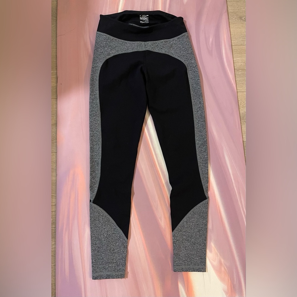 HBC Sport Black and Gray Leggings, size S, gently worn